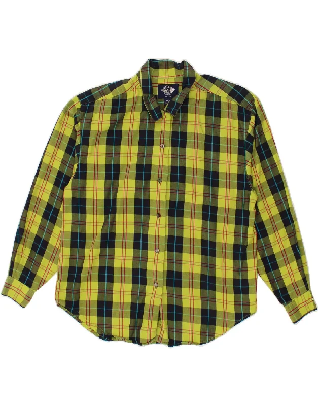 DOCKERS Womens Petite Shirt UK 10 Small Green Check Cotton-- Terry Blend Velvet Blend Canvas Blend
