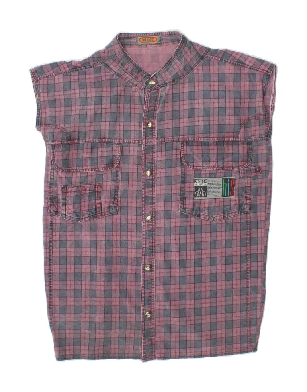 H.I.S Womens Short Sleeve Shirt UK 16 Large Multicoloured Check-- Spandex Blend Rayon Blend Denim Blend