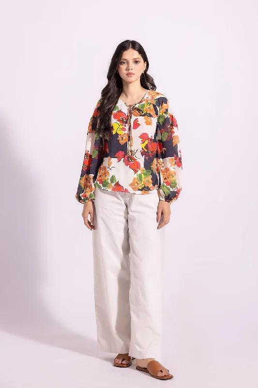 PRINTED SHIRT (E1669/108/001)-- Striped Floral Plaid