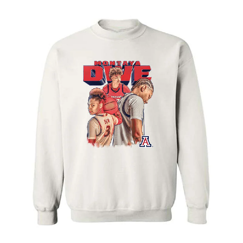 Arizona - NCAA Women's Basketball : Montaya Dew - Player Collage Crewneck Sweatshirt Hoodie with Hem Frayed Vintage Worn