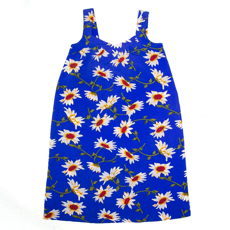 Blue Floral Sleeveless Knee Length Day Dress Womens UK 14 Tunics Mesh breathable