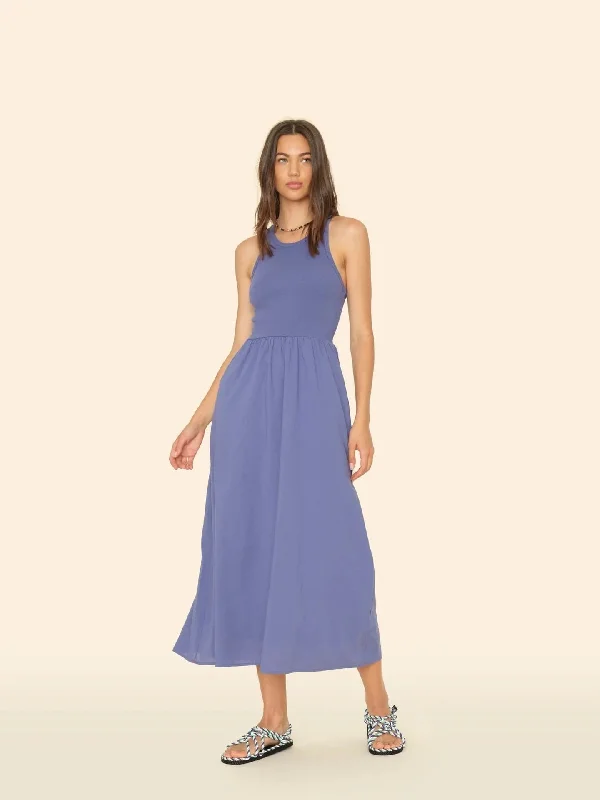 Dress X4ctp002 Flynn Dress Marlin-Blue Tunics Satin smooth