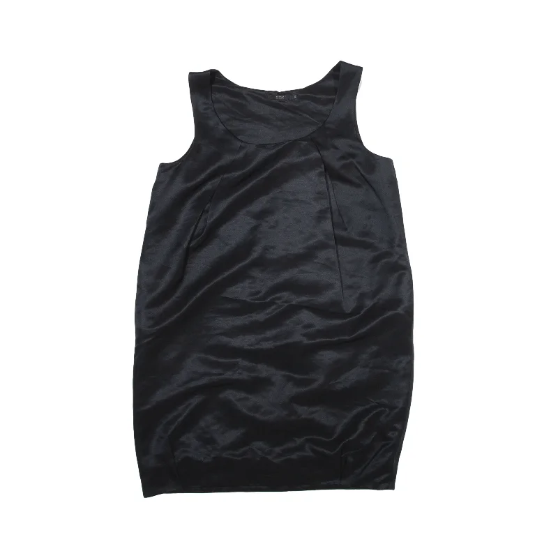 COS Shift Dress Black Satin Sleeveless Short Womens UK 8 Tunics Designer luxury