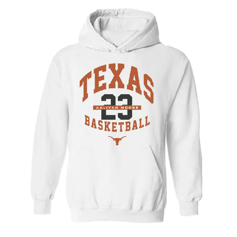 Texas - NCAA Women's Basketball : Aaliyah Moore - Classic Fashion Shersey Hooded Sweatshirt Hoodie with Raglan Sleeves Sporty Comfortable