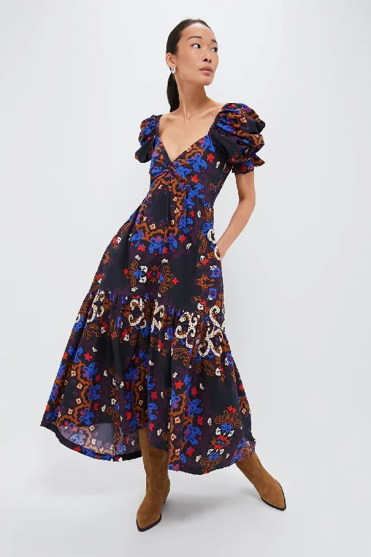 Venezia Print Jewel Ankle Dress Tunics Lace romantic