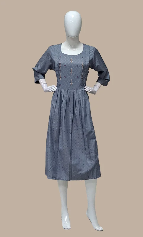 Grey Embroidered Kurti Dress Tunics Occasion special
