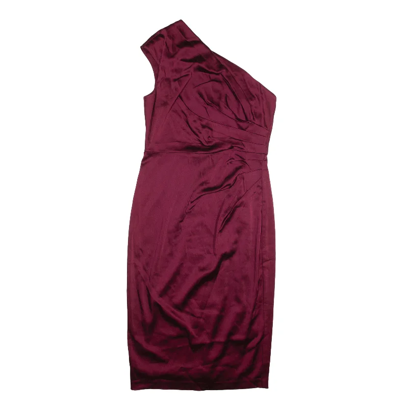 ADRIANNA PAPPEL Pencil Dress Maroon Satin Sleeveless Knee Length Womens UK 10 Tunics Denim casual