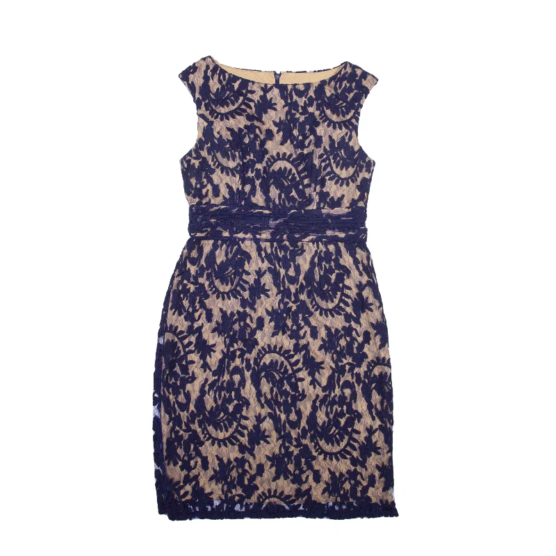 ADRIANNA PAPELL Lace Pencil Dress Blue Floral Sleeveless Knee Length Womens UK 12 Tunics Luxurious high-end