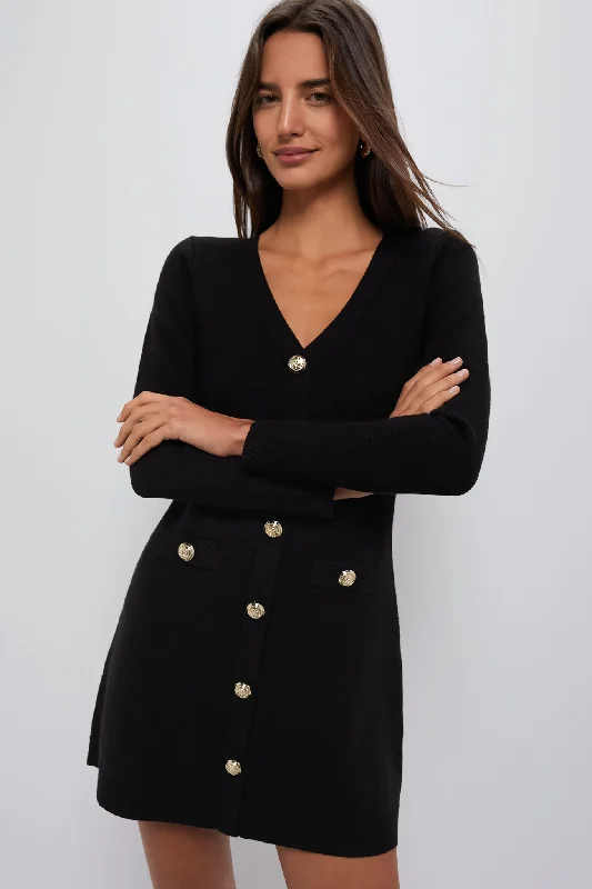 Black Elizabeth Knit Dress Tunics Leisure comfortable