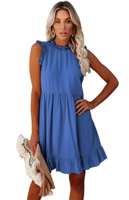 Sleeveless Halter Neck Ruffle Dress Tunics New arrival