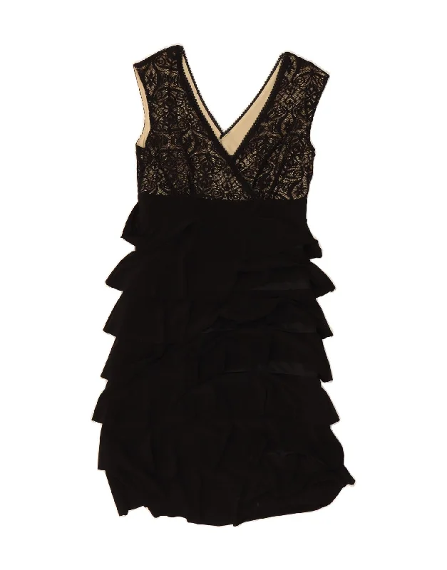 FRANK LYMAN Womens Sleeveless Tiered Dress UK 12 Medium  Black Polyester Tunics Wedding white