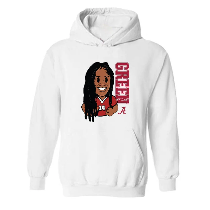 Alabama - NCAA Women's Basketball : Zaay Green - Individual Caricature Hooded Sweatshirt Hoodie with Stripes Bold Sporty