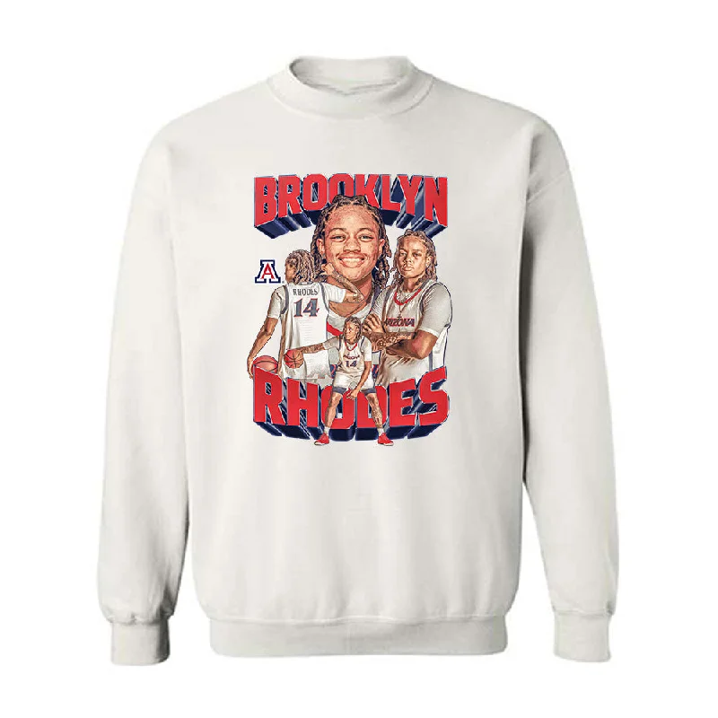 Arizona - NCAA Women's Basketball : Brooklyn Rhodes - Player Collage Crewneck Sweatshirt Hoodie with Hem Embroidery Detailed Premium