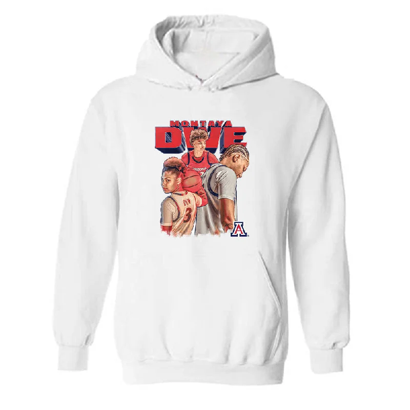 Arizona - NCAA Women's Basketball : Montaya Dew - Player Collage Hooded Sweatshirt Hoodie with Hem Raw Edge Edgy Unfinished