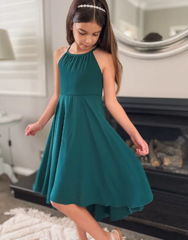 Anna Girls Hi Low Dress - Forest Green Tunics Top rated