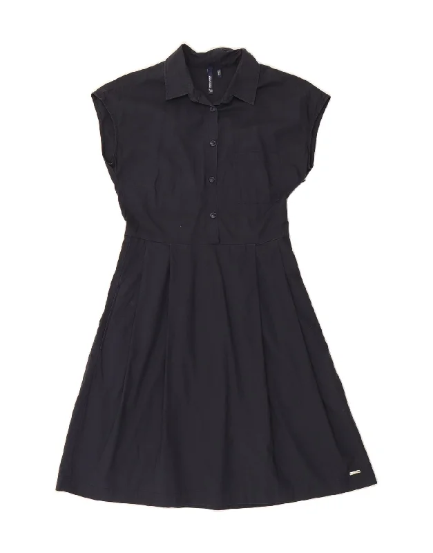 WOOLRICH Womens A-Line Dress UK 6 XS Navy Blue Cotton Tunics Spring floral