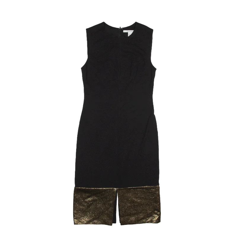 DIANE VON FURSTENBERG Pencil Dress Black Sleeveless Knee Length Womens UK 6 A-Line Day Work