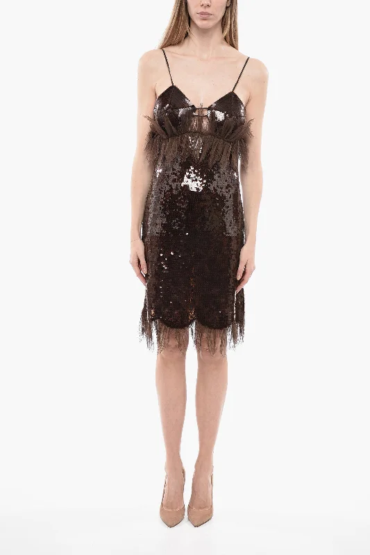 Bottega Veneta Linen Lace Dress with Sequines 40 Italian size Tunics Versatile stylish