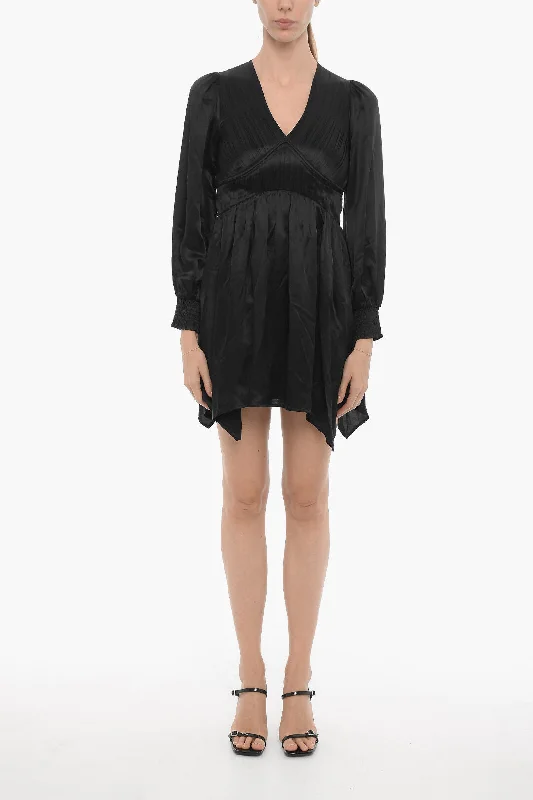 AllSaints Satin ESTA Empire Dress with Ruches 44 Italian size Tunics Denim casual