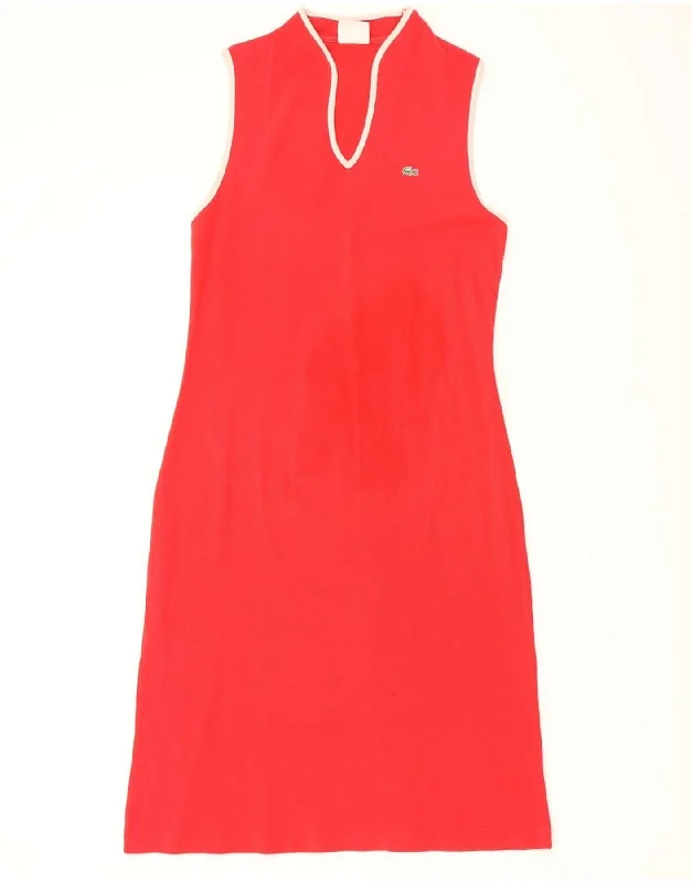 LACOSTE Womens Sleeveless Sheath Dress Size 40 Medium Red Cotton Tunics Custom made