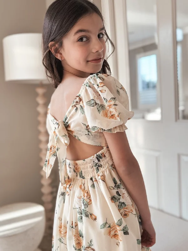 Matilda Girls Yellow Floral Dress Tunics Winter warm