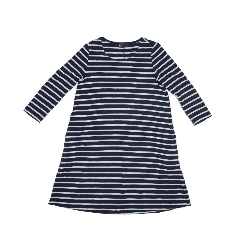 GAP Shift Dress Blue Striped 3/4 Sleeve Knee Length Womens UK 8 Elegant Long Evening