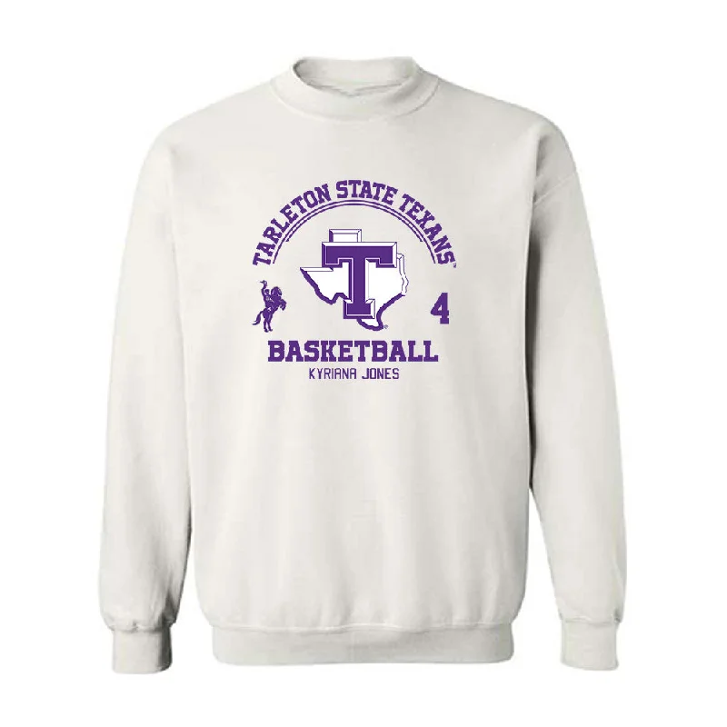 Tarleton State - NCAA Women's Basketball : Kyriana Jones - Classic Fashion Shersey Crewneck Sweatshirt Hoodie with Typography Text Message