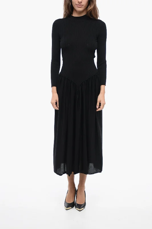 Stella McCartney Ribbed Dress with Drepped Skirt Tunics Bridal satin