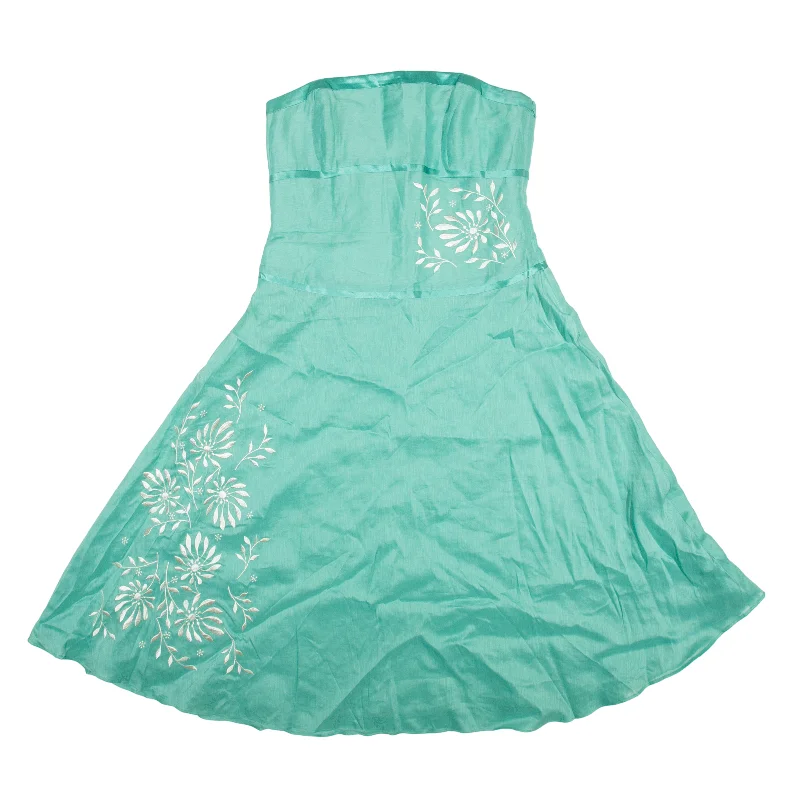 MONSOON Fit & Flare Dress Blue Floral Sleeveless Knee Length Womens UK 12 Crew Neckline Casual