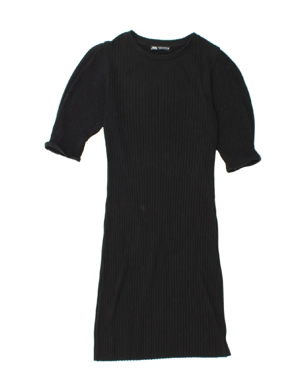 ZARA Womens Jumper Dress UK 12 Medium Black Polyester Tunics Favorite customer