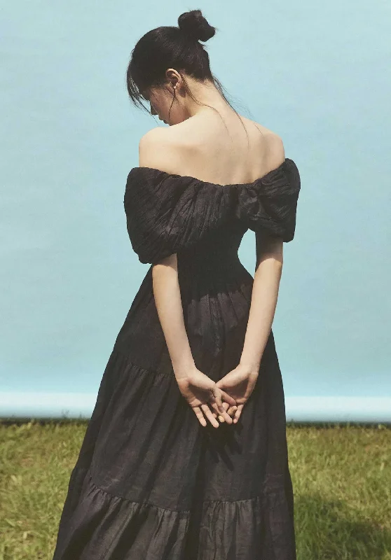 Dress Loren Solid Off S Aw23-044 Black Tunics Sophisticated sleek