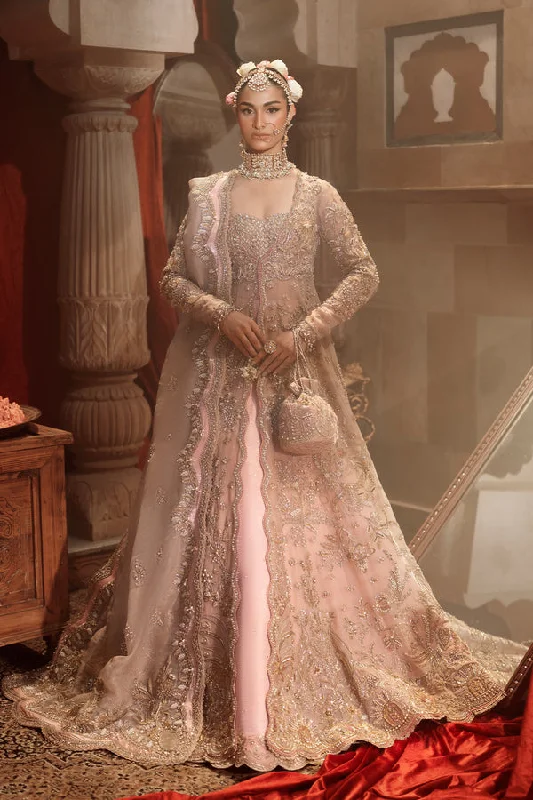 Pakistani Bridal Dress in Open Gown and Lehenga Style Tunics Mesh breathable