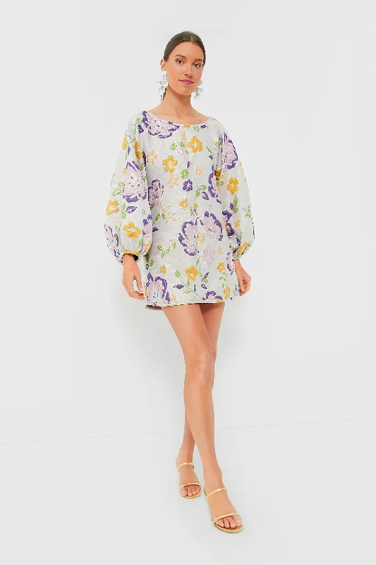 White and Purple Slim Fit Good Luck Dress Tunics Chic fashionable