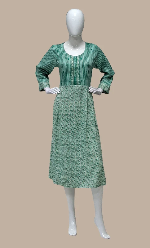 Aqua Green Printed Kurti Dress Tunics Versatile all-occasion