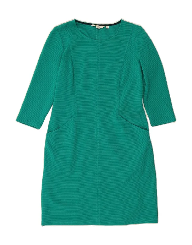 BODEN Womens 3/4 Sleeve Basic Dress UK 8 Small  Green Cotton Tunics Fleece cozy