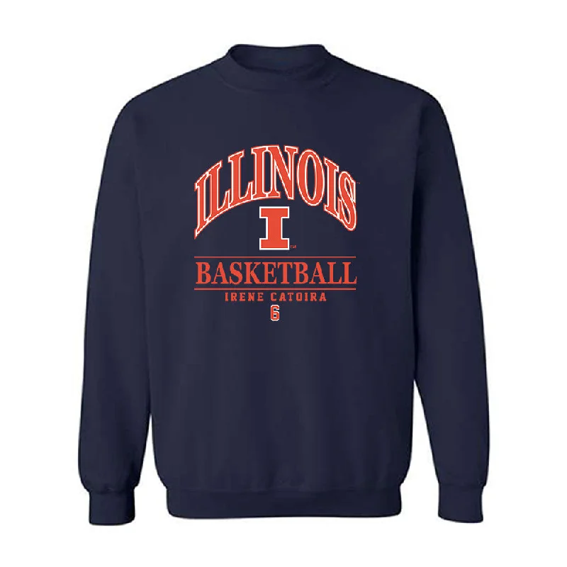 Illinois - NCAA Women's Basketball : Irene Catoira - Classic Fashion Shersey Crewneck Sweatshirt Hoodie with Hidden Zipper Minimalist Clean