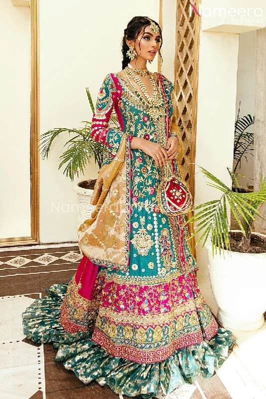 Traditional Angrakha Bridal Dress Pakistani #BS655 Tunics Favorite customer
