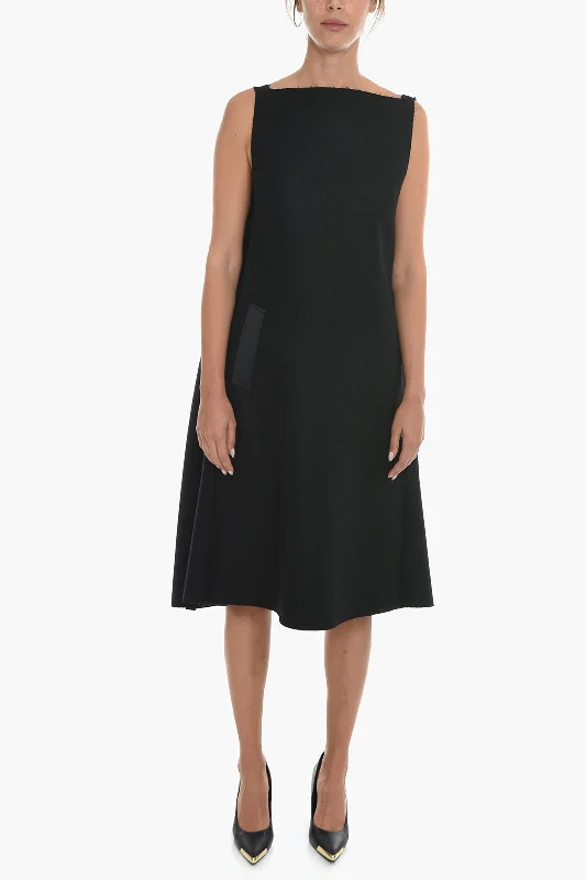 Maison Margiela MM1 Wool and Satin Cape Dress 38 Italian size Halter Neckline Beach