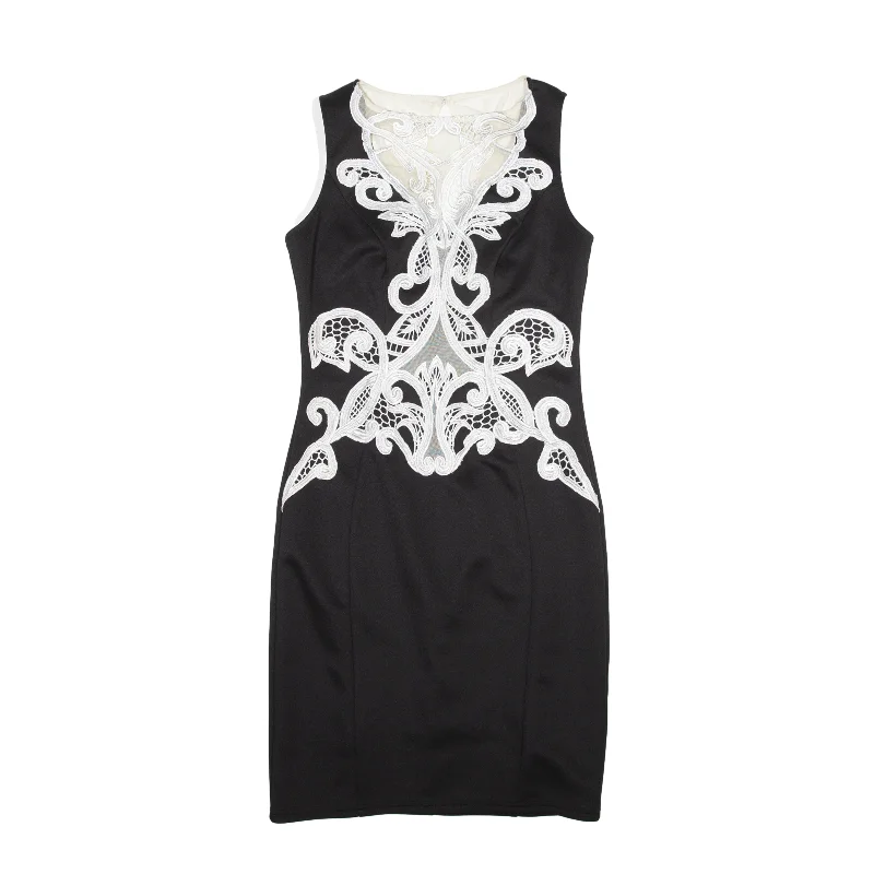 LIPSY LONDON Michelle Keegan Pencil Dress Black Sleeveless Knee Length Womens UK 10 Tunics Lace romantic