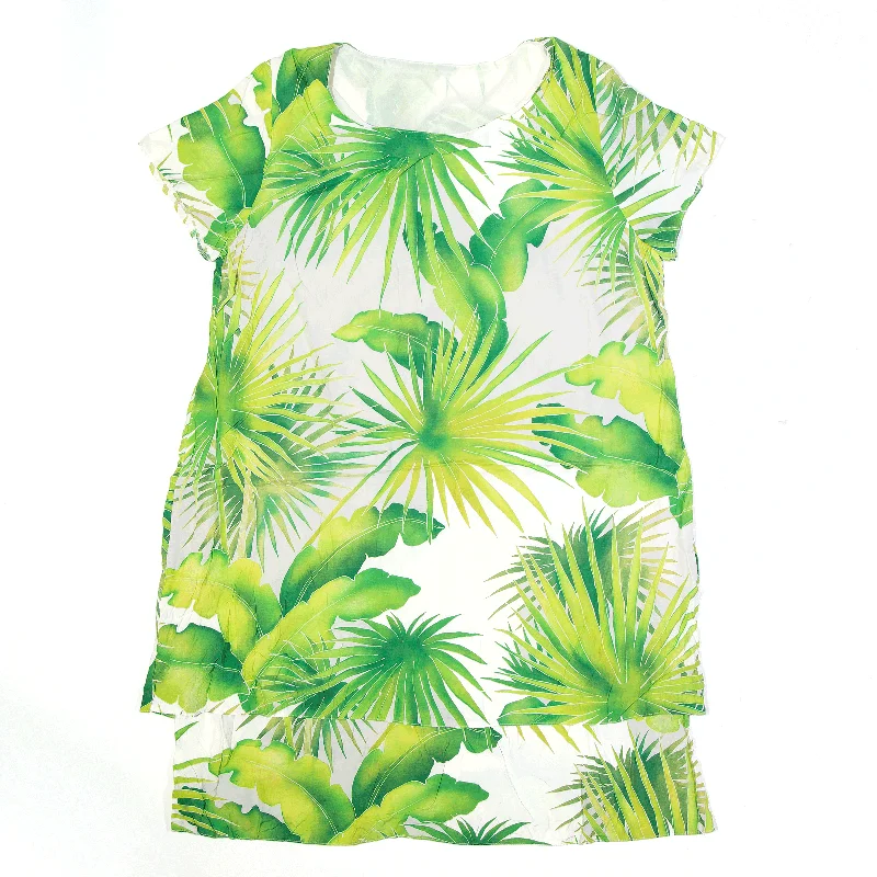 Tie-Back Layered Green Crazy Pattern Short Sleeve Midi Day Dress Womens UK 14 Tunics Canvas sturdy