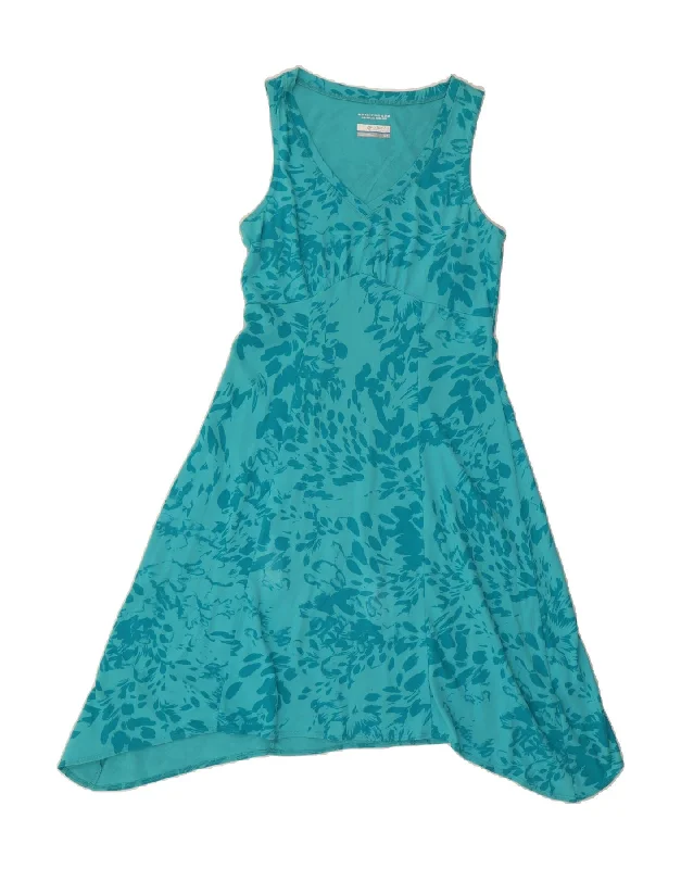 COLUMBIA Womens Abstract Pattern Sleeveless A-Line Dress UK 10 Small Blue Tunics Fashionable trendy