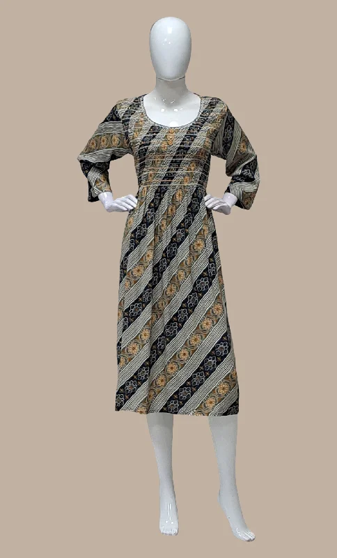 Black Embroidered Kurti Dress Bodycon Club Sequined