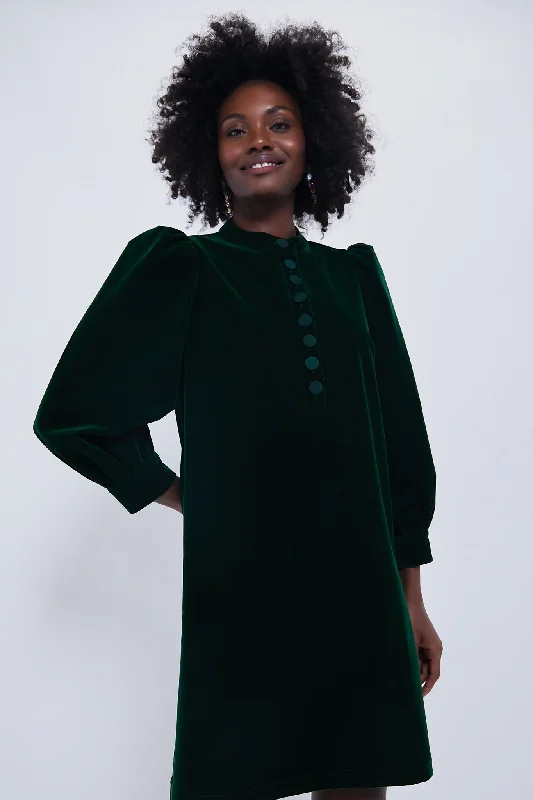 Hunter Green Velvet Samantha Dress Tunics Long Elegant