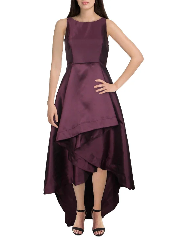 Petites Mikado Womens Hi-Low Sleeveless Evening Dress Tunics Fashionable trendy