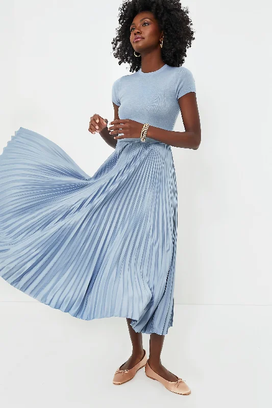 Chambray Blue Short Sleeve Gloria Day Dress Tunics Luxurious high-end