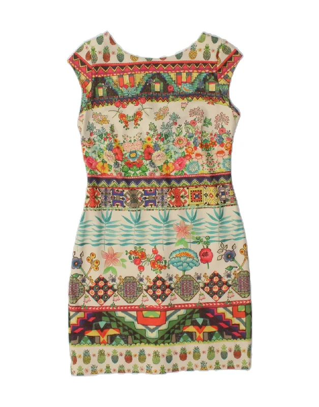 DESIGUAL Womens Sleeveless Sheath Dress UK 12 Medium Multicoloured Floral Tunics Plaid country