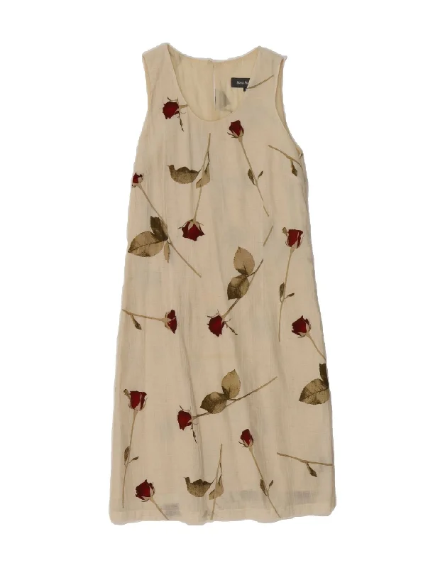 MARC AUREL Womens Sleeveless A-Line Dress IT 38 XS Beige Floral Viscose Tunics Prom sequined