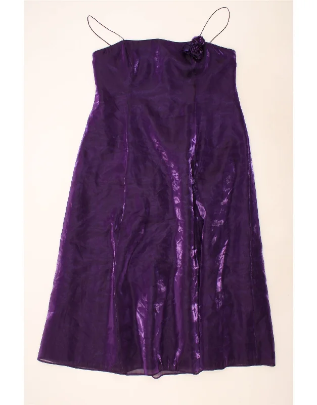 DEBUT Womens Sleeveless A-Line Dress UK 22 3XL Purple Floral Polyester Tunics Gym athletic