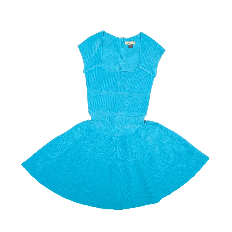 ISSA LONDON Bandage Fit & Flare Dress Blue Short Sleeve Knee Length Womens UK 8 Tunics Stylish modern