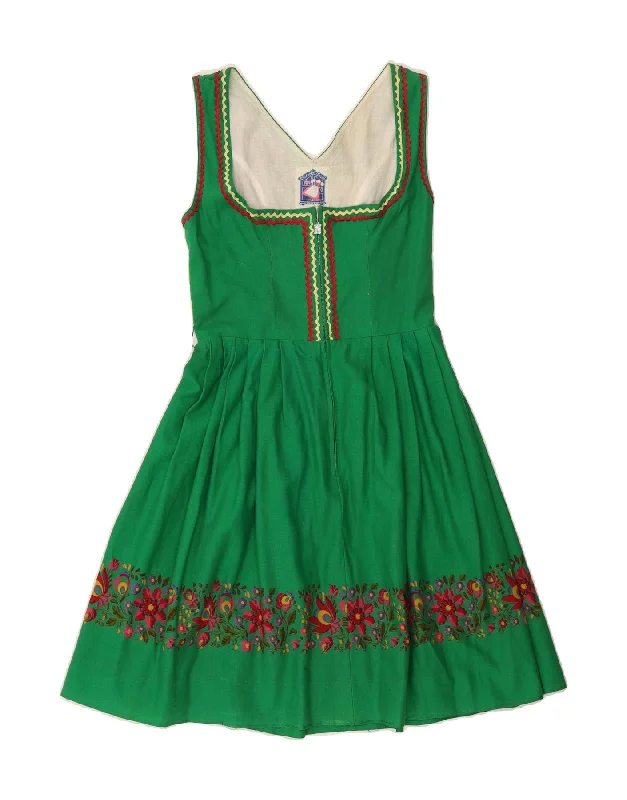 VINTAGE Womens Pinafore Dress EU 38 Medium Green Floral Tunics Custom made
